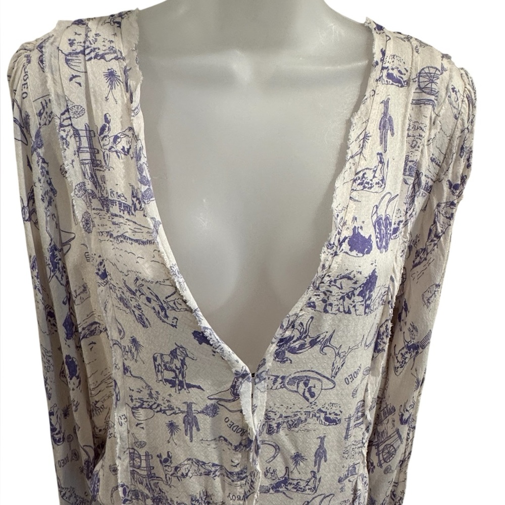 Free People Intimately | Everything's Rosy Bodysuit Western Print Deep-V Boho - Picture 5 of 14